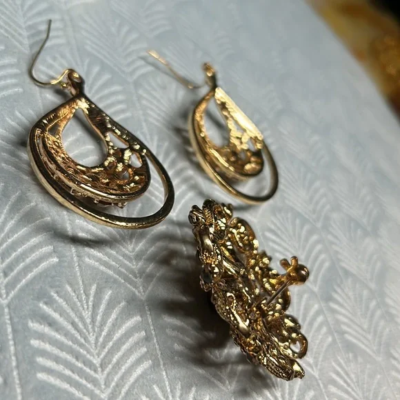 ✨Dazzling brown stone broach and earring set - Picture 7 of 13